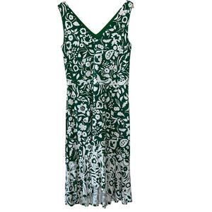 Boden Green & White Eliza‎ Sleeveless Floral Midi Dress Size 10